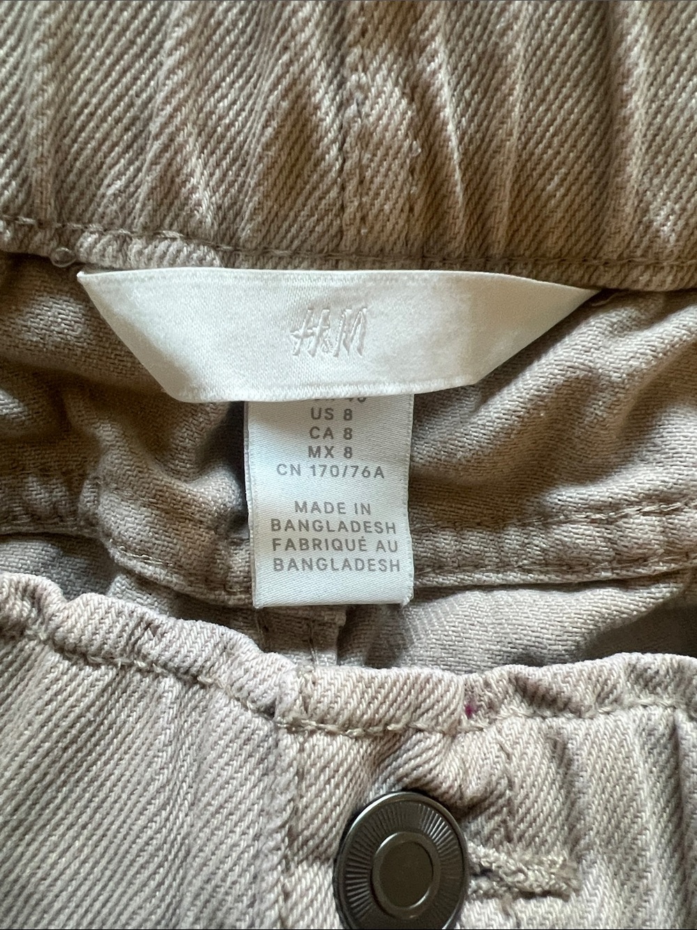 H&M Light Beige Twill High-Rise Pants